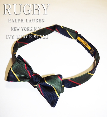 RUGBY Stripe Repp Bow Tie / Green / Navy / Red / Yellow