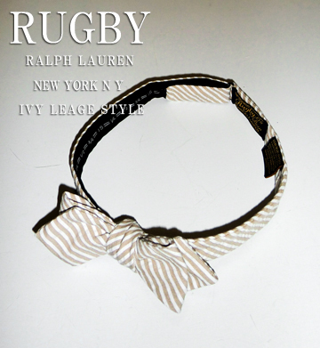 RUGBY Cotton Seersucker Stripe Bow Tie / Brown / White