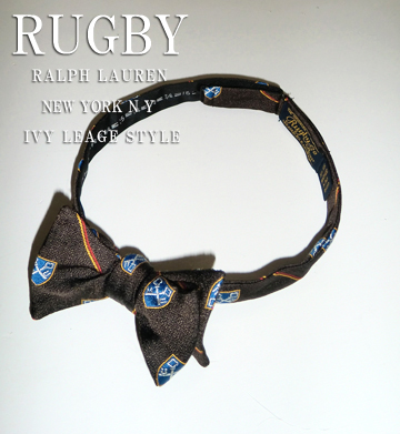 RUGBY Stripe Crest Bow Tie / Brown / Red / Yellow / Blue