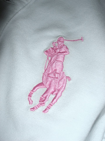 PINK PONY Skinny Fit Big Pony Polo／White／Pink