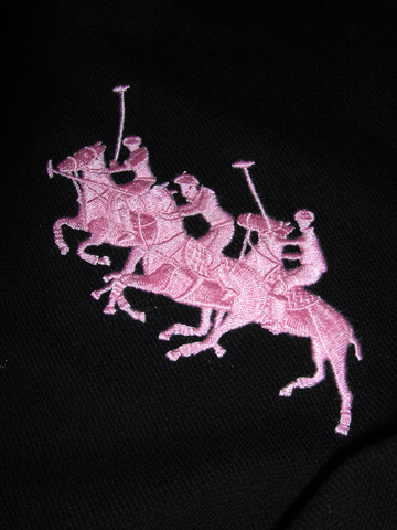PINK PONY Skinny Fit Match Polo／Black／Pink