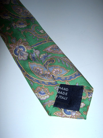 Exotic Paisley Narrow Tie / Lime / Navy / Pink