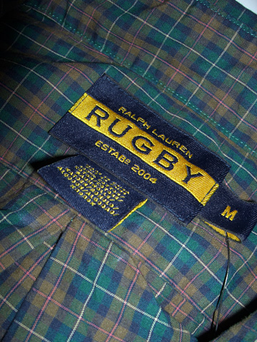 RUGBY Vintage Check Button Down Shirt / Brown / Green