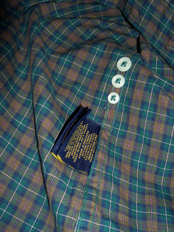 RUGBY Vintage Check Button Down Shirt / Brown / Green