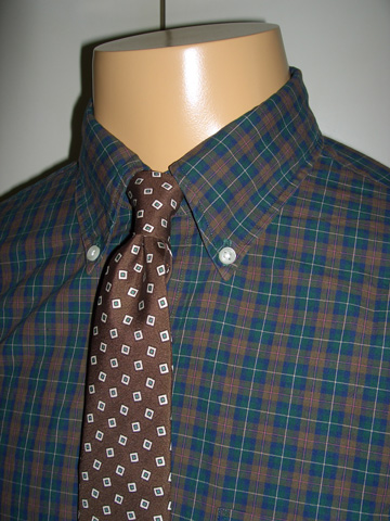 RUGBY Vintage Check Button Down Shirt / Brown / Green