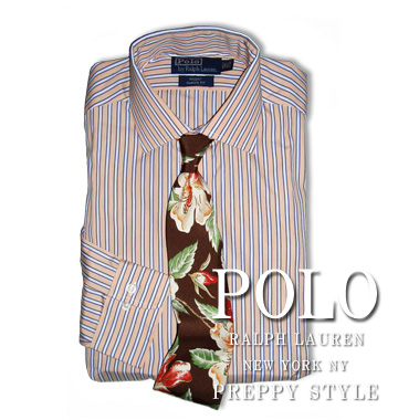 Classic Fit Stripe Regent Dress Shirt / Orange / Blue / Navy / White
