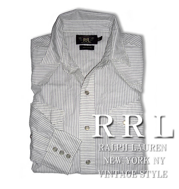 51285SHM	RRL Vintage Stripe Western Shirt / Ivory / Charcoal