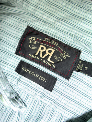 RRL Vintage Slim Fit Stripe Shirt / Green