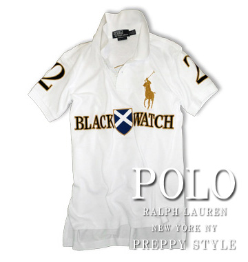 Custom-Fit Black Watch Polo / White / Gold