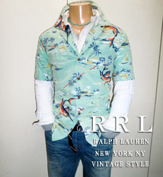 ＲＲＬ Vintage Cotton Hawaian Shirt / Old Mint