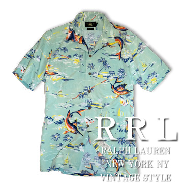 ＲＲＬ Vintage Cotton Hawaian Shirt / Old Mint