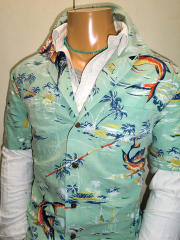 ＲＲＬ Vintage Cotton Hawaian Shirt / Old Mint