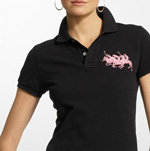 PINK PONY Skinny Fit Match Polo／Black／Pink
