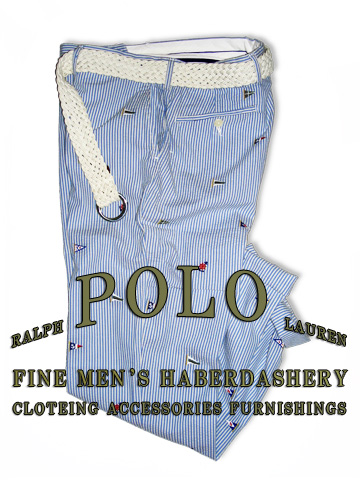 Cotton Seersucker Flag Pant / Blue / White