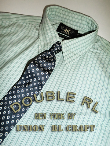 RRL Vintage Slim Fit Stripe Shirt / Green