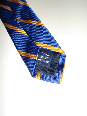 English Repp Stripe Silk Tie / Rugby Royal / Yellow