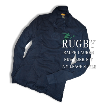 RUGBY Big Kicker Long Sleeve Polo / Navy / Green