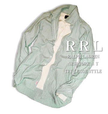 RRL Vintage Slim Fit Stripe Shirt / Green