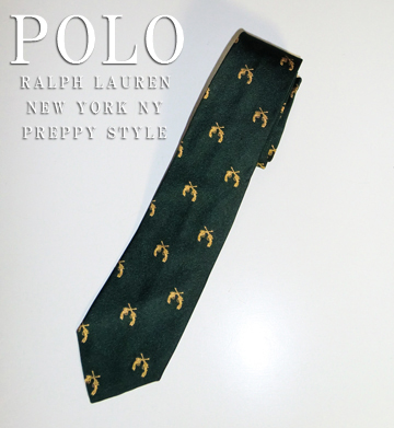 Cross Gun Narrow Silk Tie / Dark Green / Gold