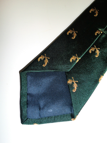 Cross Gun Narrow Silk Tie / Dark Green / Gold