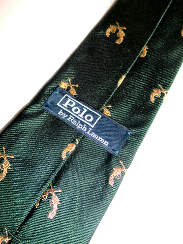 Cross Gun Narrow Silk Tie / Dark Green / Gold