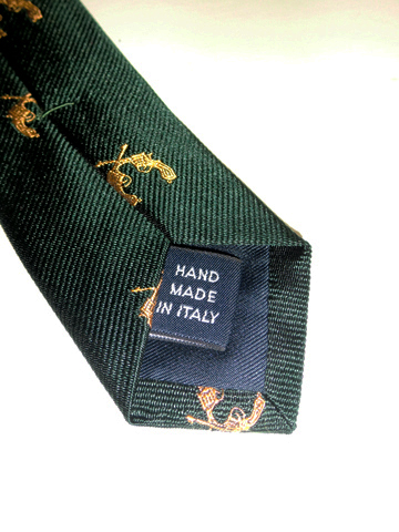 Cross Gun Narrow Silk Tie / Dark Green / Gold