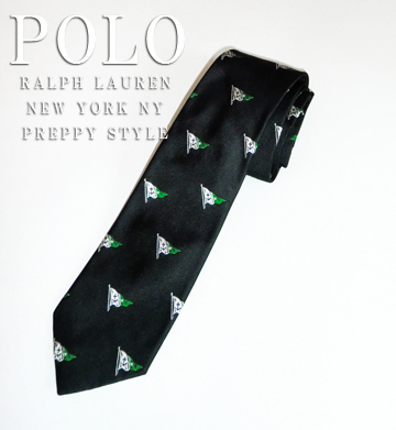 Anchor Flag Silk Tie / Black / Silver / Green