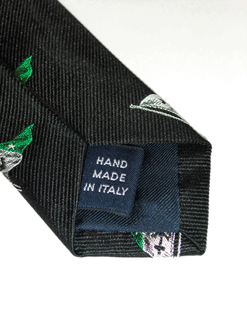Anchor Flag Silk Tie / Black / Silver / Green
