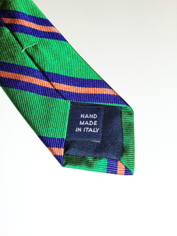 Stripe Repp Silk Tie / Green / Orange / Purple
