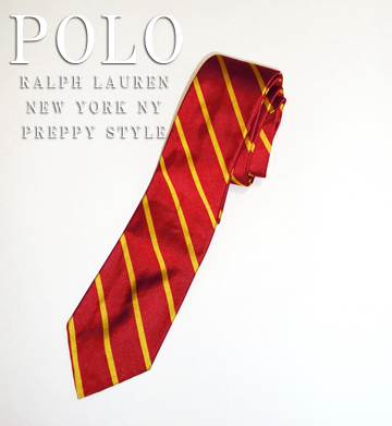 English Stripe Repp Silk Tie / Red / Gold
