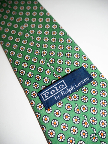 Foulard Silk Tie / Green / Orange / Black / Ivory