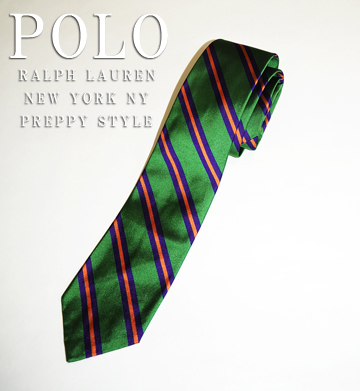 Stripe Repp Silk Tie / Green / Orange / Purple