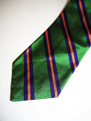 Stripe Repp Silk Tie / Green / Orange / Purple