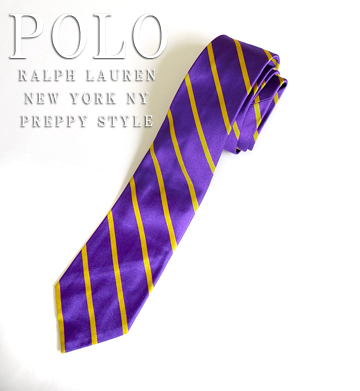 English Striped Repp Silk Tie / Purple / Gold