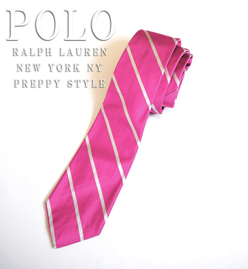 English Striped Repp Silk Tie / Pink / Silver