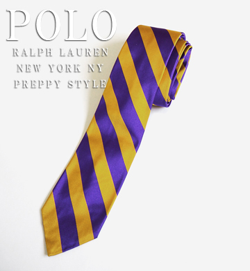 Stripe Repp Silk Tie / Purple / Gold