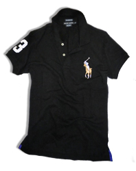 Skinny Fit Multicollor Big Pony Polo / Black
