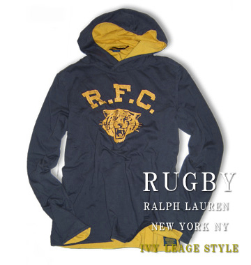 RUGBY Hooded Reversible Tiger Long Tee / Navy / Yellow