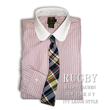 RUGBY Purple Stripe Club Collar Shirt / Purple / White / Navy