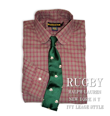 RUGBY Check Club Collar Shirt / Red / Green / Tan