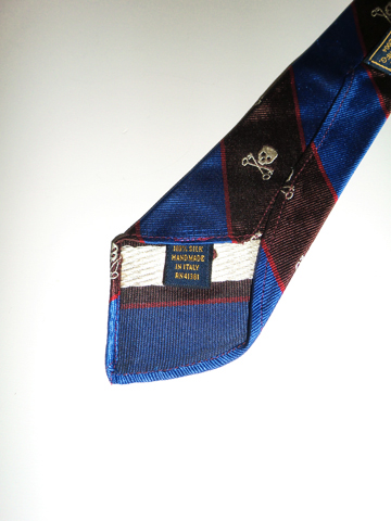 RUGBY Stripe Skull Silk Tie / Brown / Blue / Red