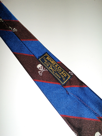 RUGBY Stripe Skull Silk Tie / Brown / Blue / Red