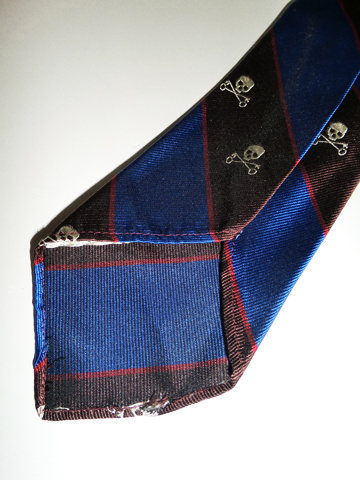 RUGBY Stripe Skull Silk Tie / Brown / Blue / Red