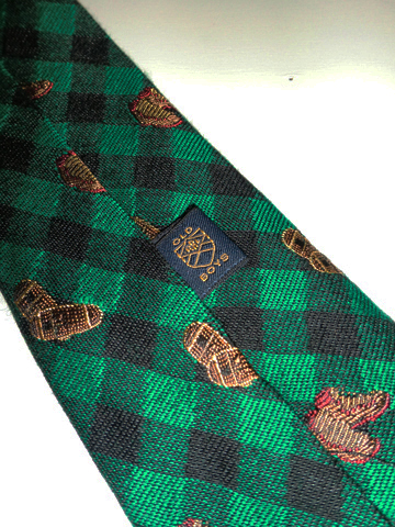RUGBY Wool＆Silk Check Boots Tie / Green / Black