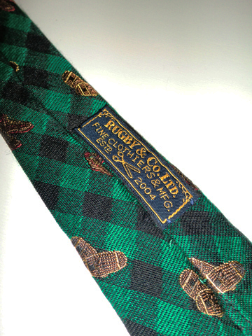 RUGBY Wool＆Silk Check Boots Tie / Green / Black