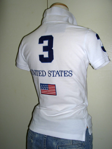 USA Flag Polo Shirt with Number 3 ビッグポニー VTG Polo Ralph Lauren Mens L Navy Pique Big Pony #3 USA Flag S/S