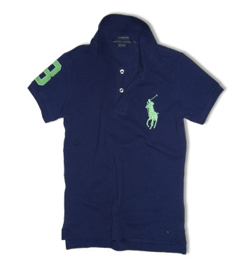 Skinny Fit Big Pony Polo/Newport Navy / Lime