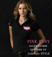 PINK PONY Skinny Fit Match Polo／Black／Pink