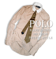 Vintage Stripe Club Collar Shirt / Brown