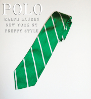 English Stripe Repp Silk Tie / Green / Silver
